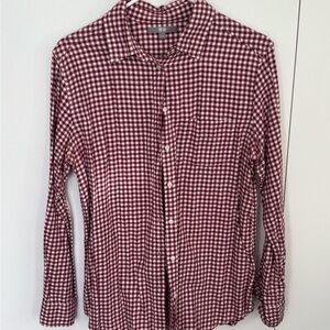 Uniqlo Burgundy and Cream Checkered Shirt